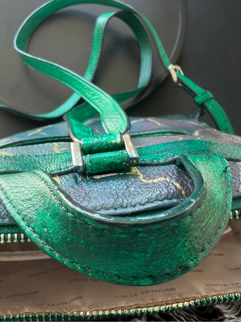 One of a kind hand painted Michael Kors Rhea Pebbled Leather Backpack